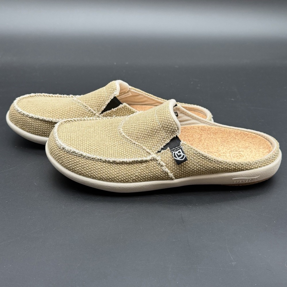 Spenco Siesta Slide Canvas Tan Slip On Shoes Casual Women's Size 8